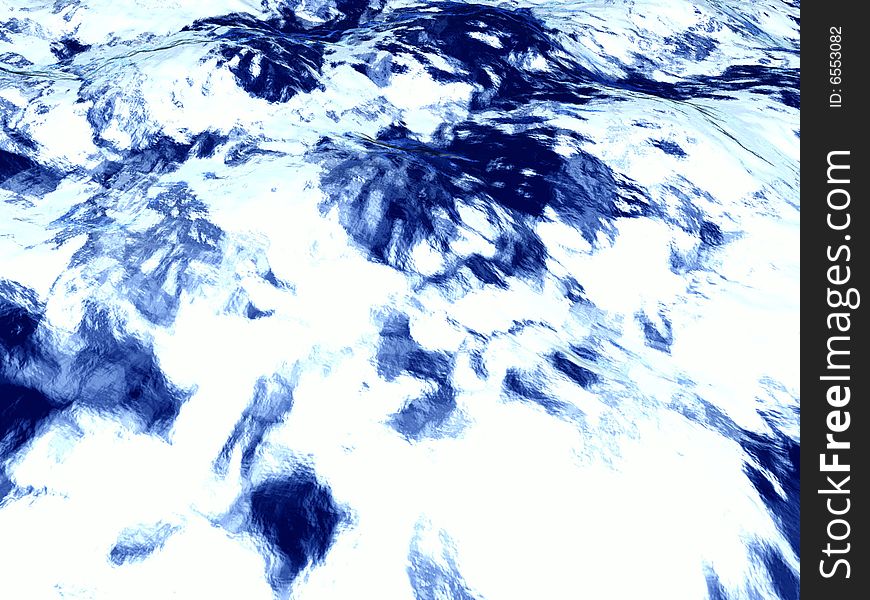 Blue and white wavy fantasy bright water surface