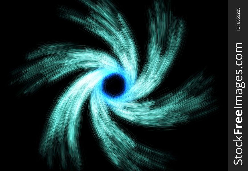 Blue and green particles spiral emission