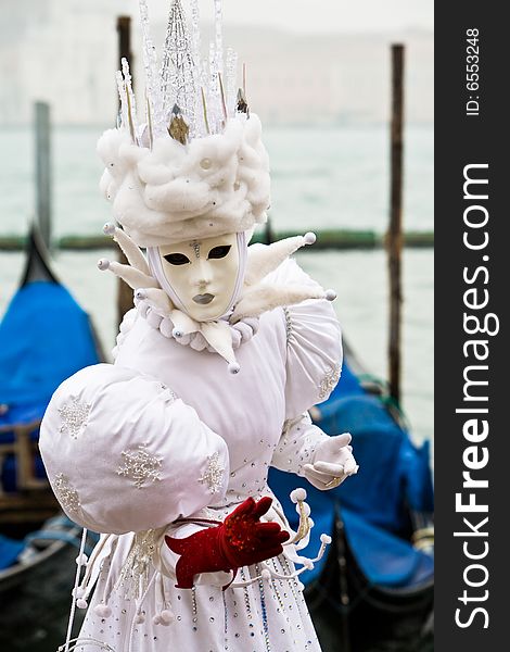 White costume at the Venice Carnival. White costume at the Venice Carnival