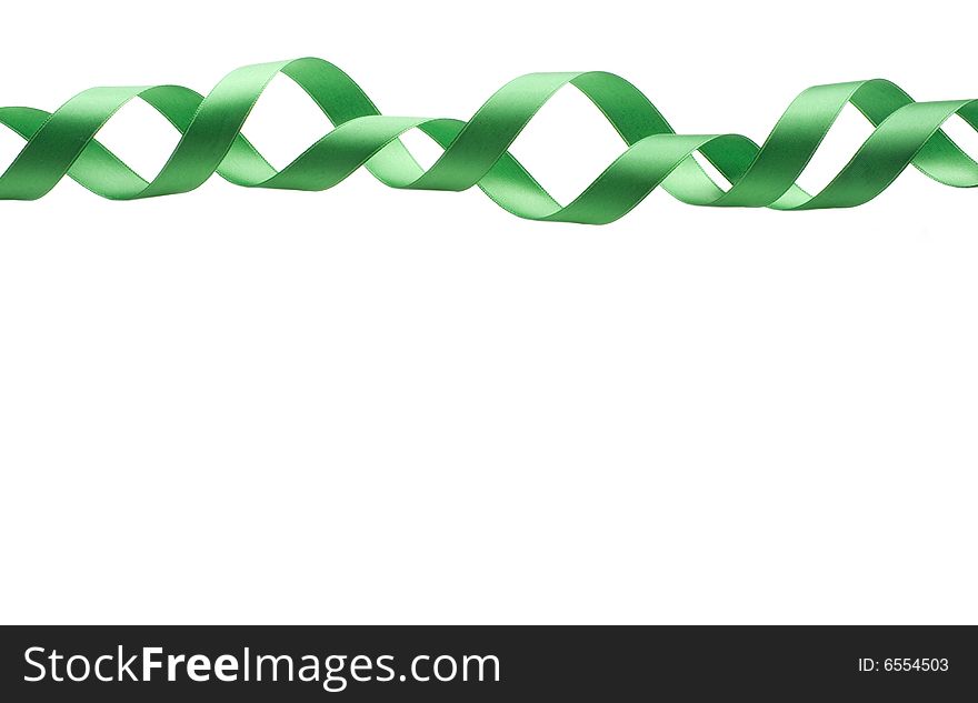 Green ribbon border isolated on white background
