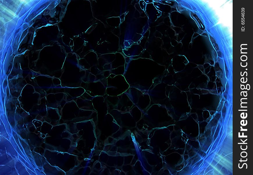 Fantasy dark alien fluid surface with blue ripples