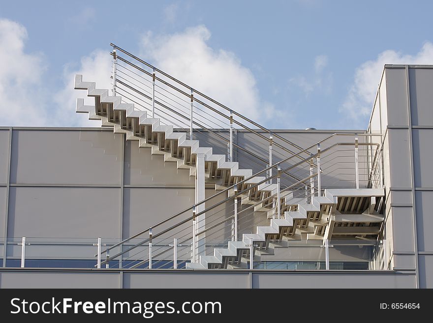 Metal staircase in an outdoor environment