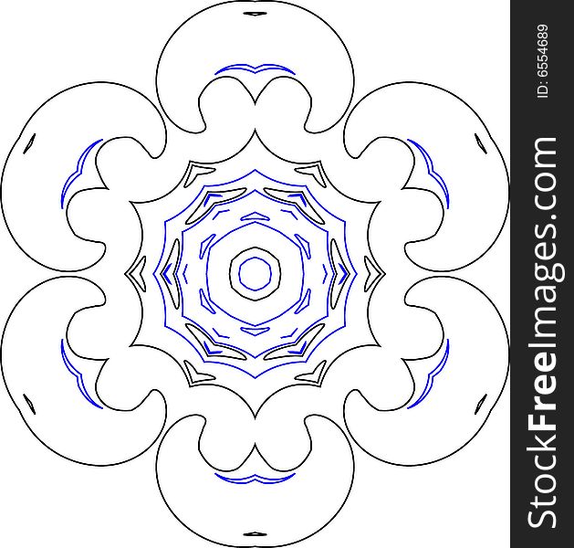 Gothic black and blue circular pattern of curves. Gothic black and blue circular pattern of curves