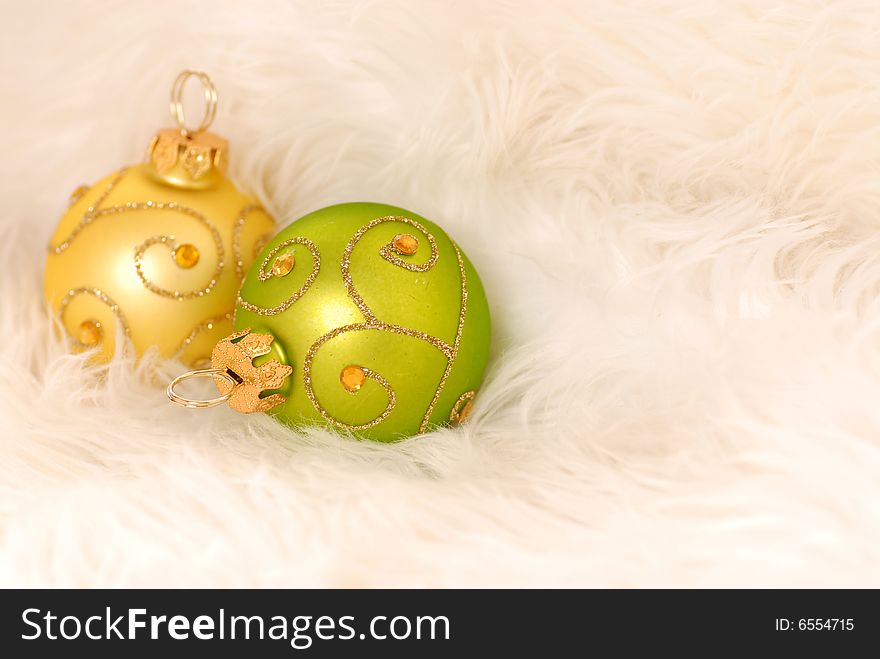 Christmas ornaments isolated on white