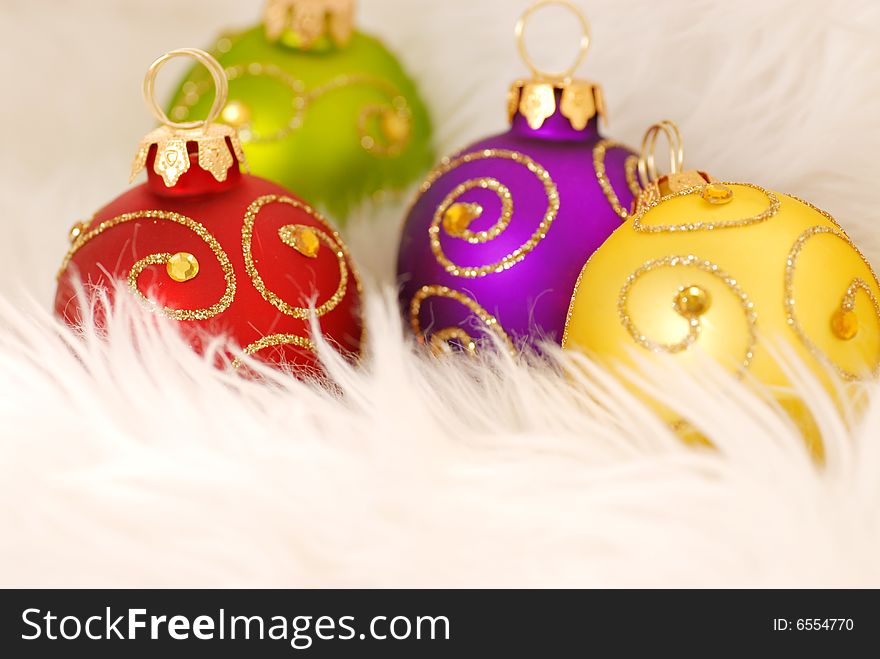 Christmas ornaments isolated on white