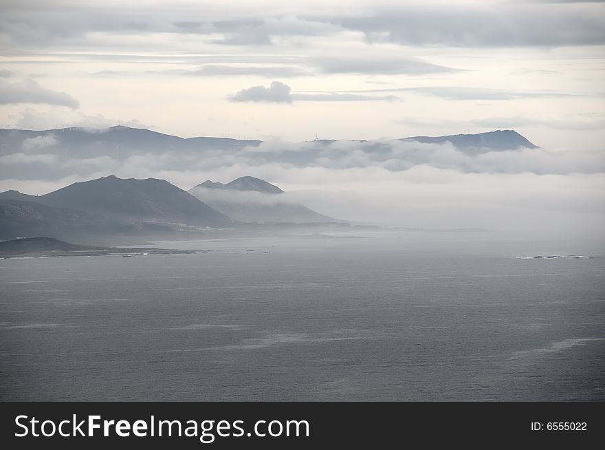 Spanish Atlantic coast with clouds and fog. Spanish Atlantic coast with clouds and fog