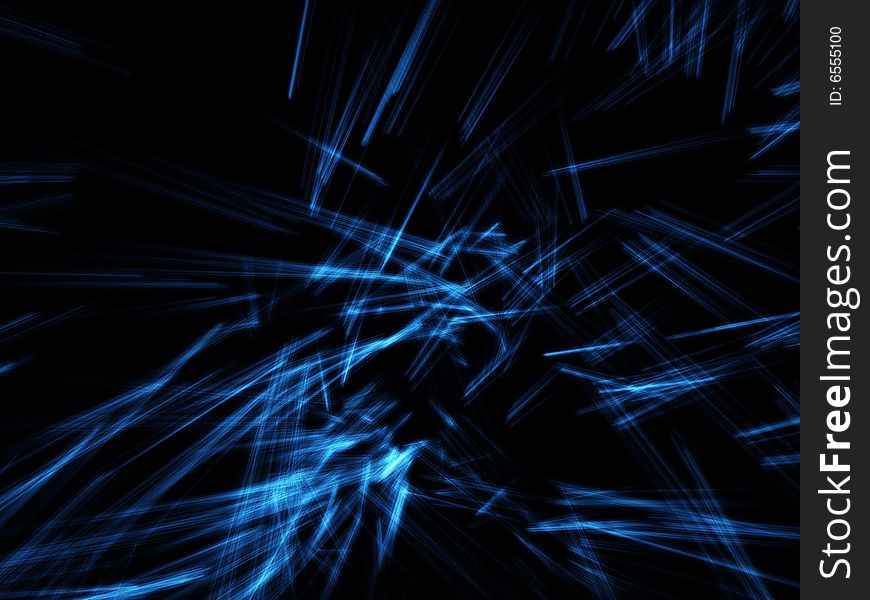 Fantasy blue particles emission in black background