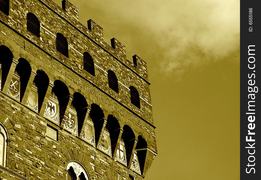 Beautiful monochrome of Palazzo Vecchio in Florence - Tuscany. Beautiful monochrome of Palazzo Vecchio in Florence - Tuscany