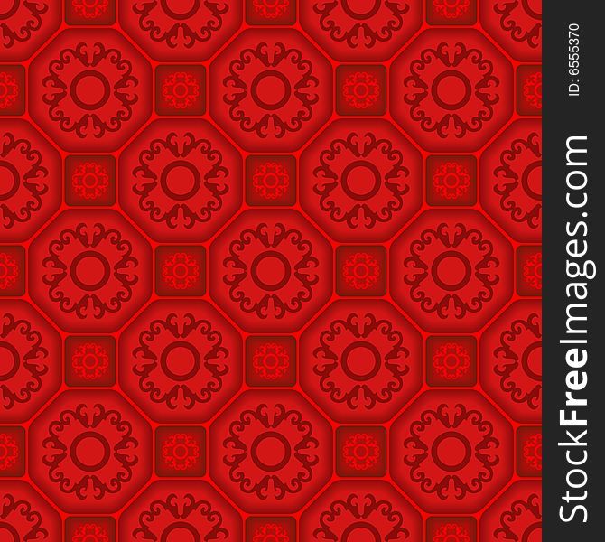Seamless 3d tile vector pattern with ornament. Seamless 3d tile vector pattern with ornament