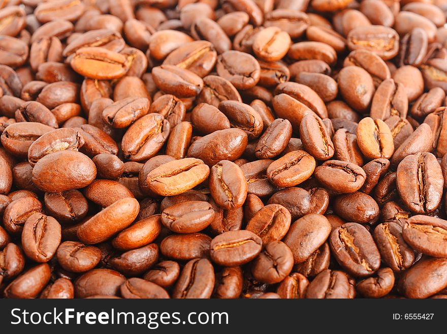 Fried coffee beans as background