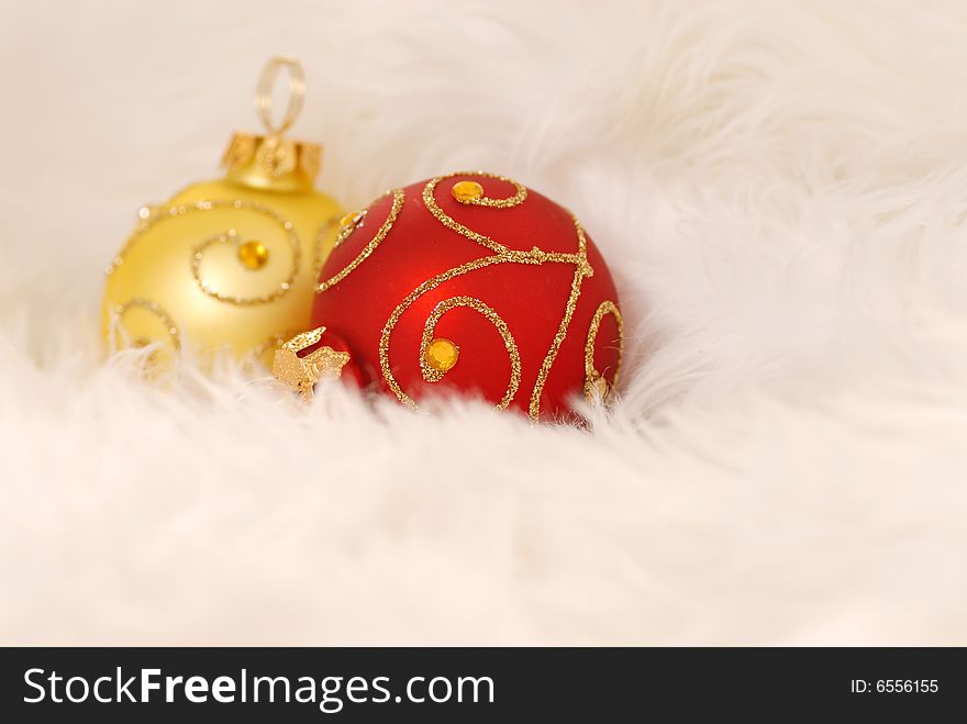 Christmas ornaments isolated on white