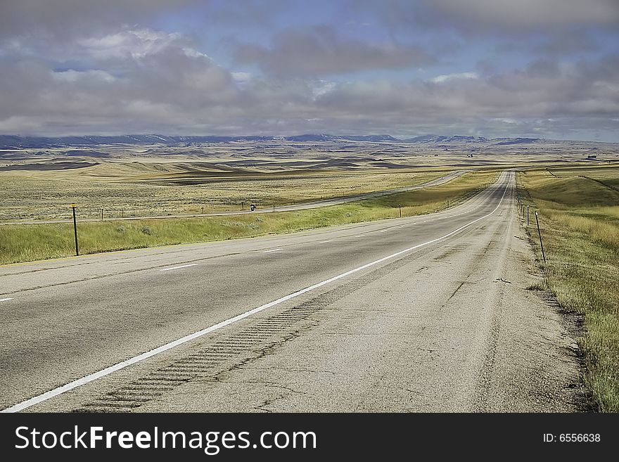 Montana Highway with Low Cloud Ceiling