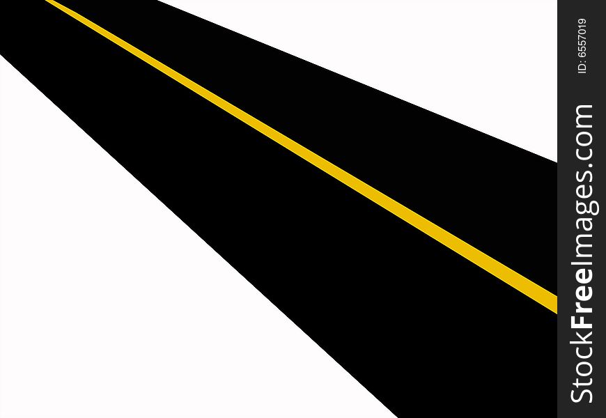 A 3D image of a road heading towards left with a solid yellow line with a white backdrop. A 3D image of a road heading towards left with a solid yellow line with a white backdrop.