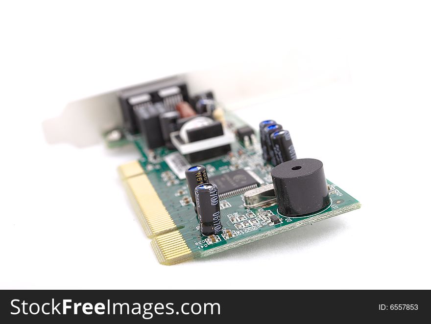Isolated network card on white background