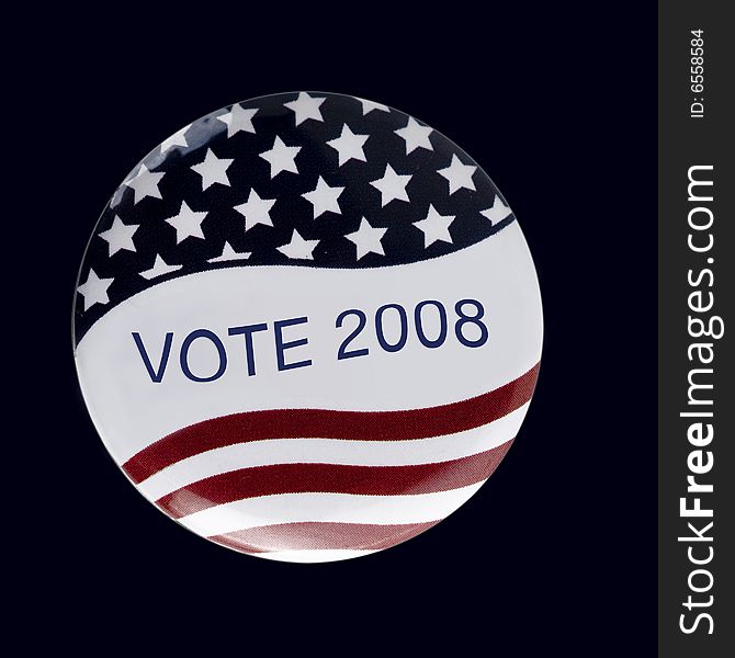 Patriotic American red white and blue voters badge button. Patriotic American red white and blue voters badge button