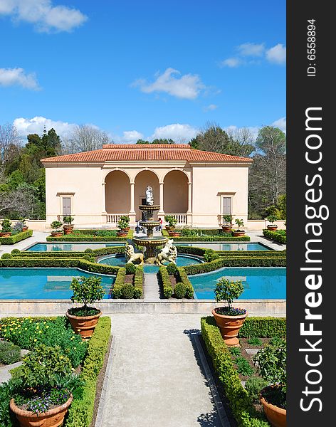 Image of sun drenched European garden