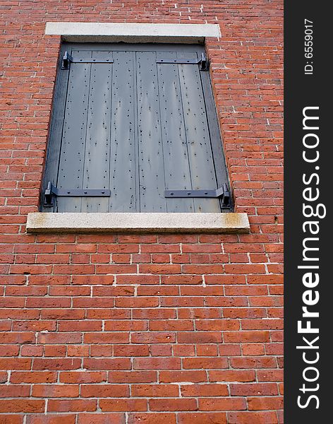 Historic Architecture Detail (Long Wharf in Boston) - Window, bricks and shutters