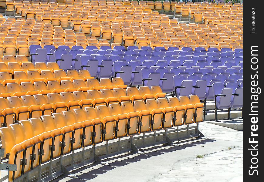 Empty spectator's seats at summer theater. Empty spectator's seats at summer theater