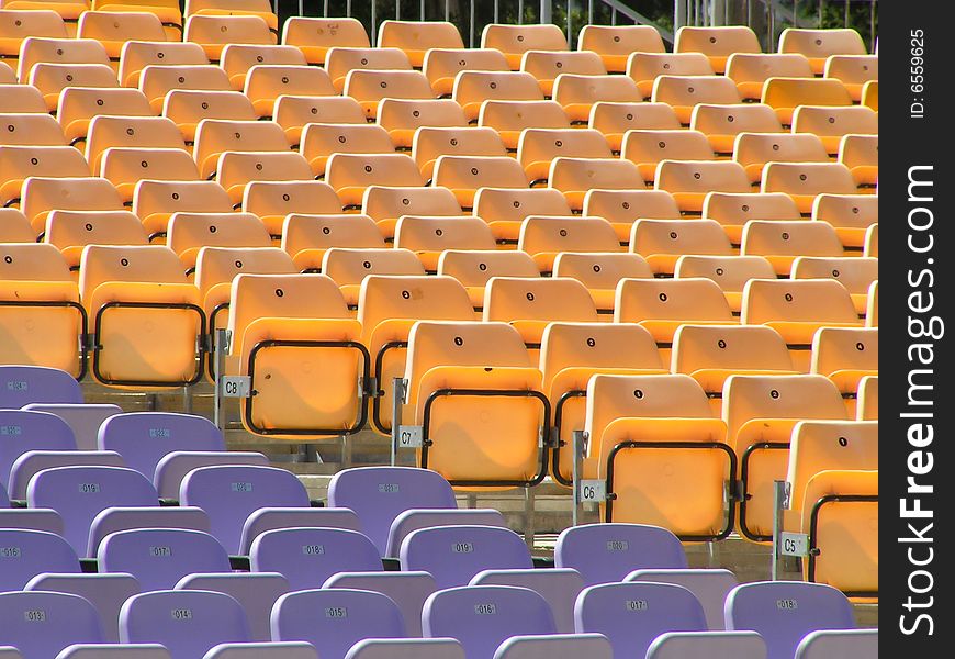 Empty spectator's seats at summer theater. Empty spectator's seats at summer theater