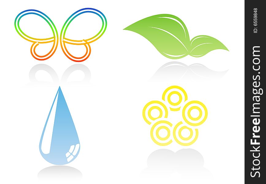 Four enviromental vector icons, logo. Elements for design