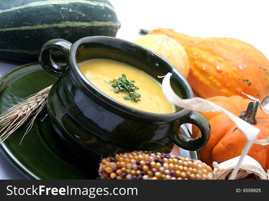 A fresh soup of pumpkin with spices