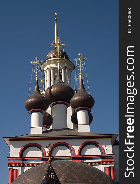 Domes of Russian orthodox church near Moscow