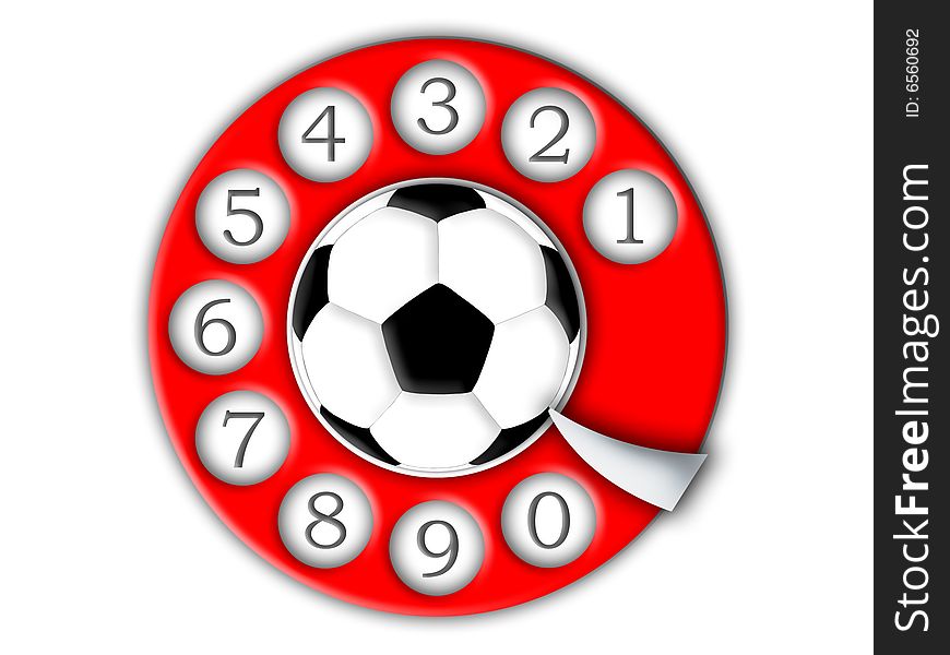 Football and dial on a white background