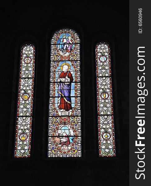 Three beautiful mosaic windows in the church