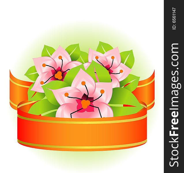 Floral ribbon illustration for your design