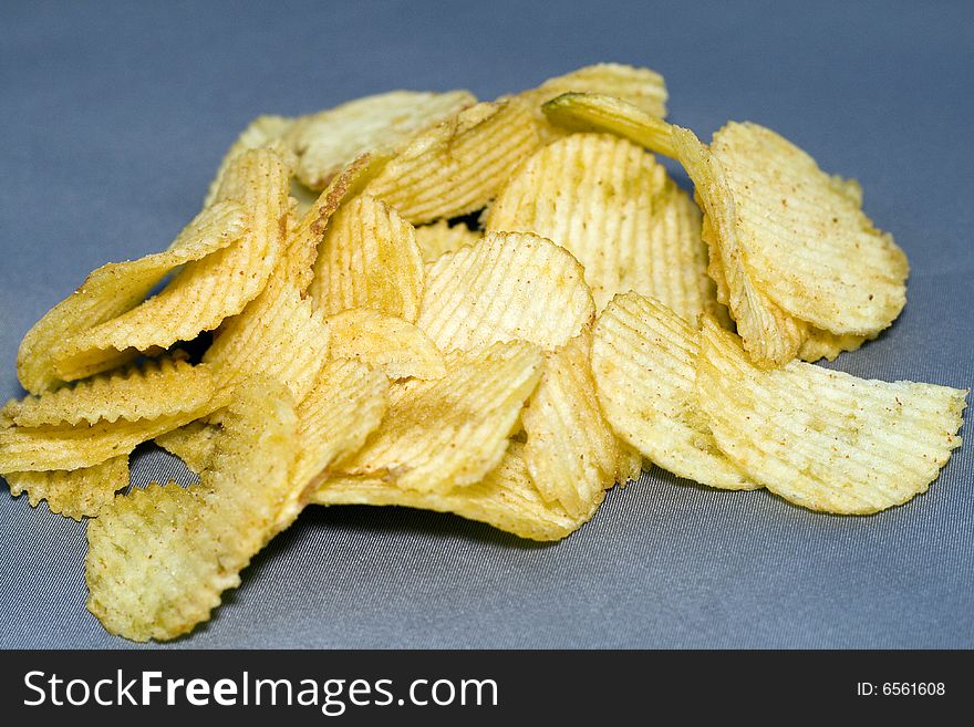 A little pile of potato chips