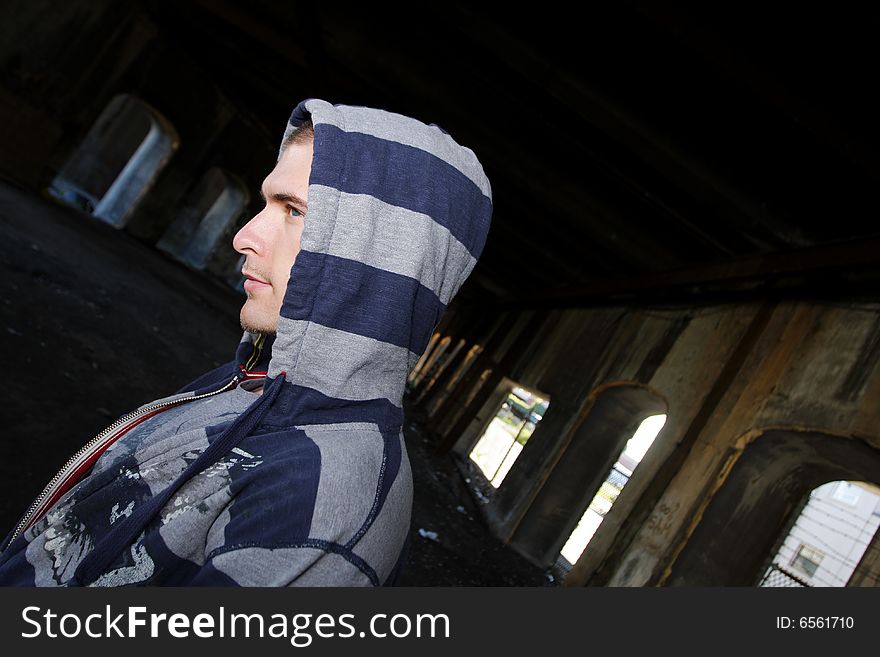 Close-up of the face of a young urban guy. Close-up of the face of a young urban guy