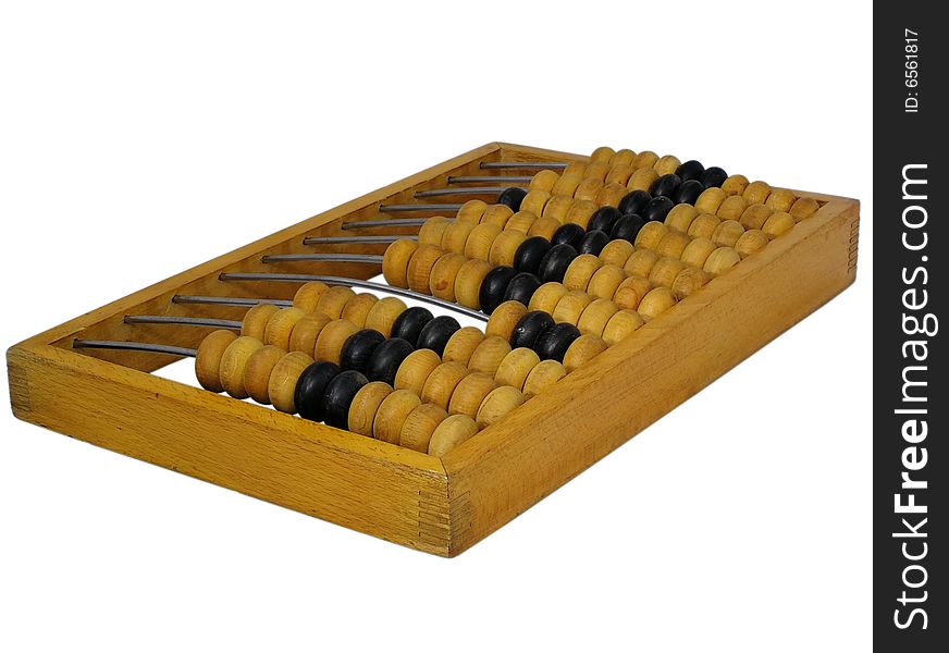 Old wooden abacus on white background. Old wooden abacus on white background