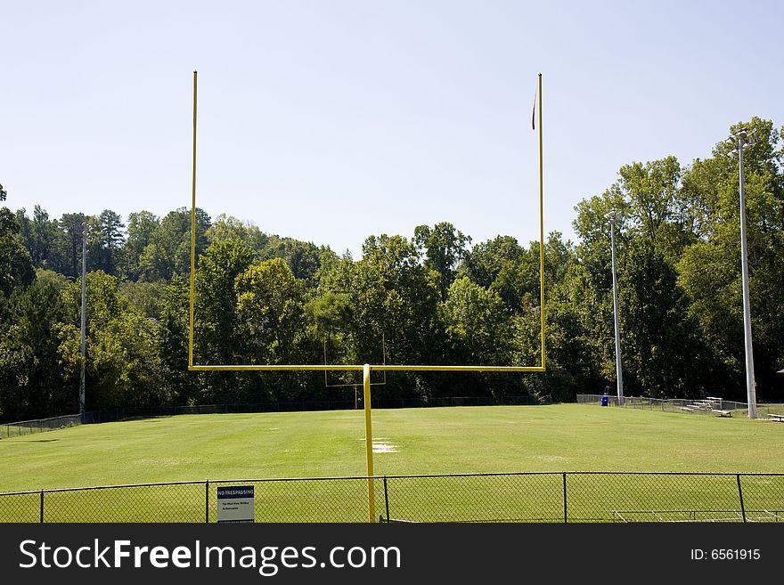 Goal posts on an american football field. Goal posts on an american football field