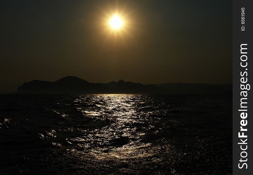 Sunset on Black Sea in Crimea