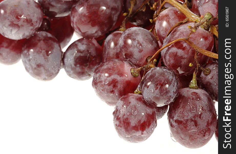 Red grapes isolated on white