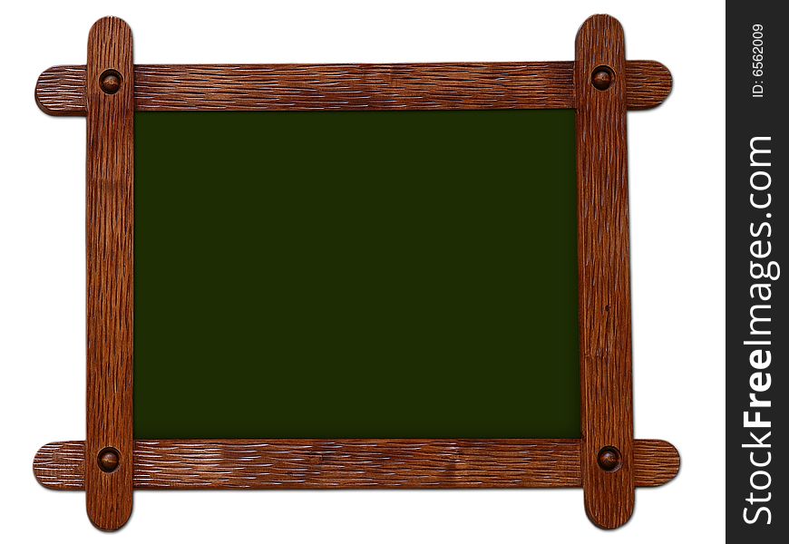 Wooden framework with a green background