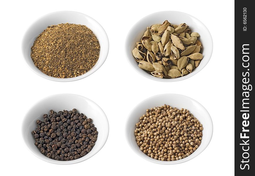 Dry spices set (isolated).