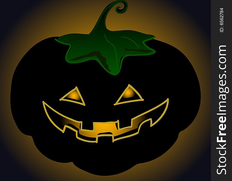 A halloween pumpkin in the dark night. Vector illustration.