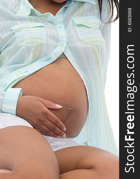 Pregnant Woman Holding her stomach. Pregnant Woman Holding her stomach