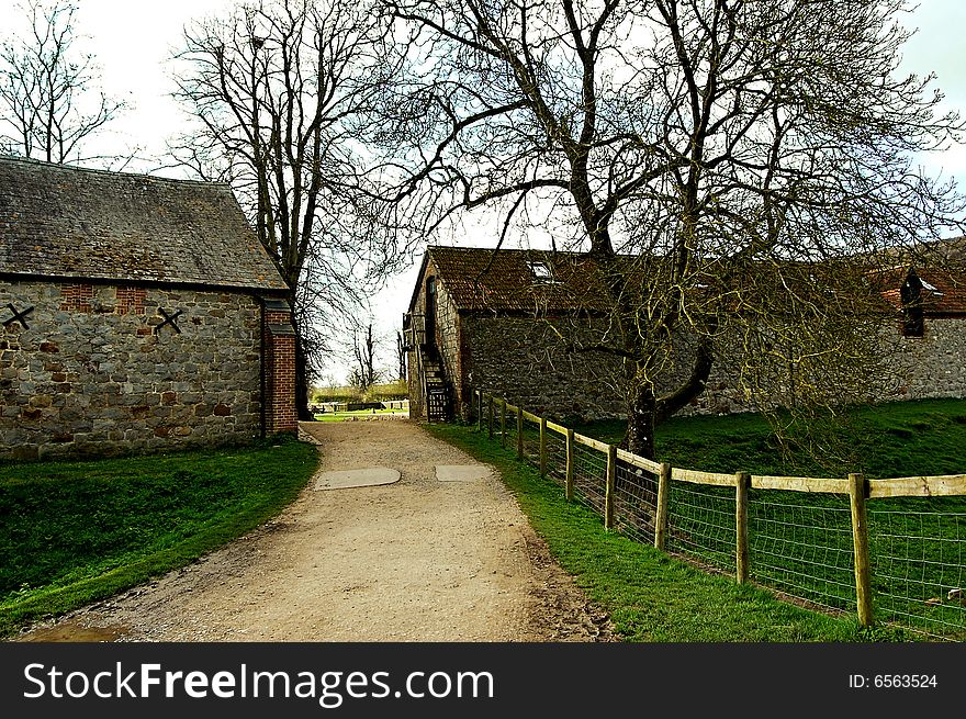A rural farm lane in old England.