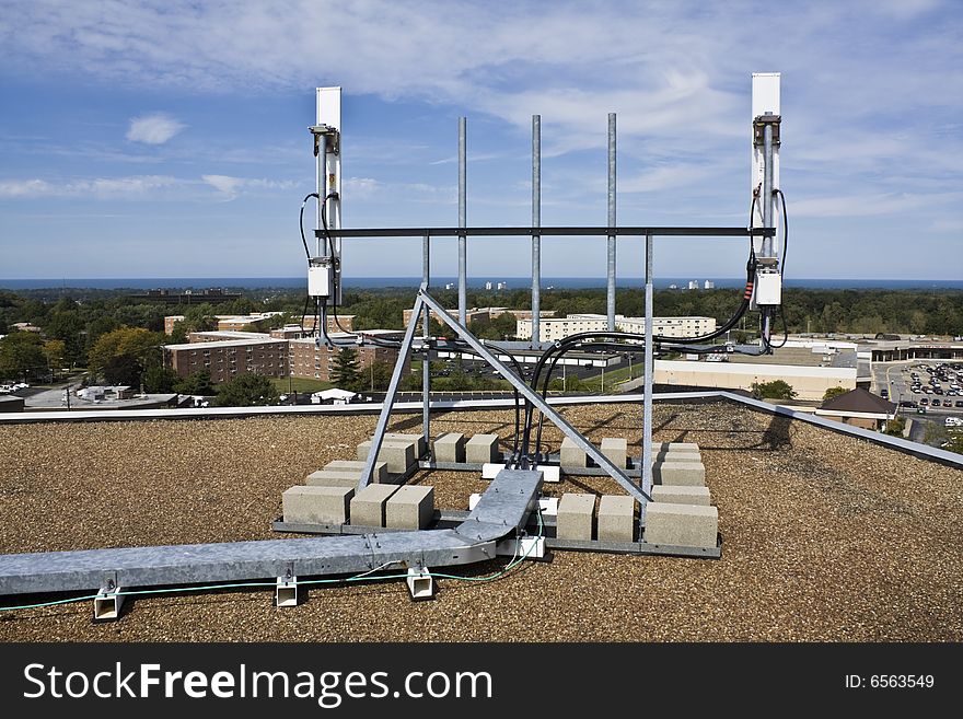 Cellular antennas installed on the rooftop