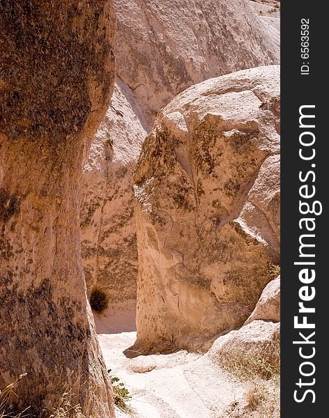 Red sandstone of Cappadocia, Turkey