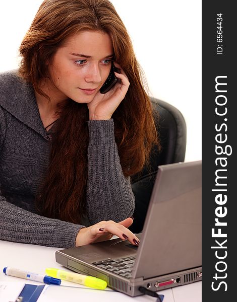 Young woman working at office. Young woman working at office