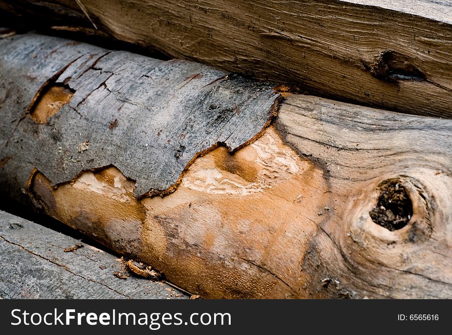 Image of a stack of firewood close-up. Image of a stack of firewood close-up