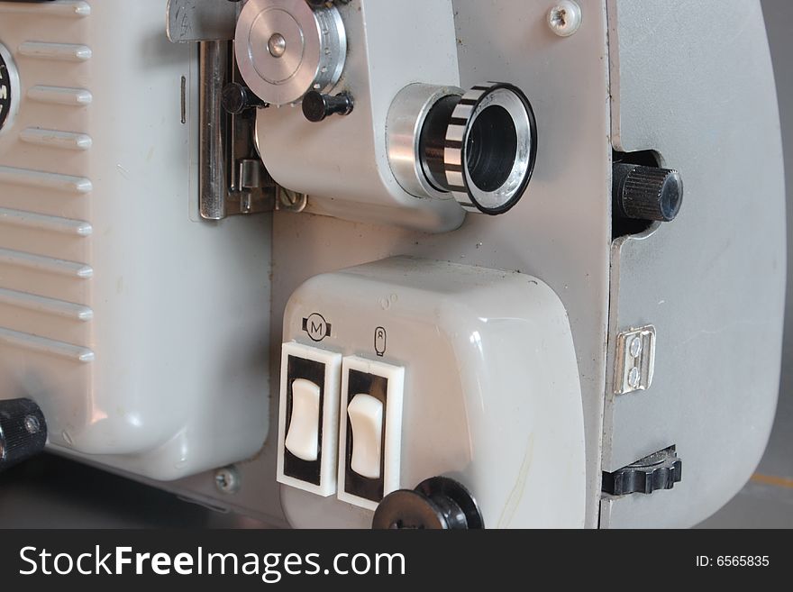 Close up shot of an old 8mm home movie projector. Close up shot of an old 8mm home movie projector