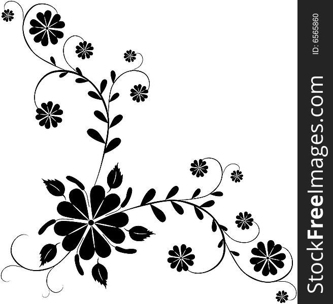 Black and white floral ornament. Black and white floral ornament