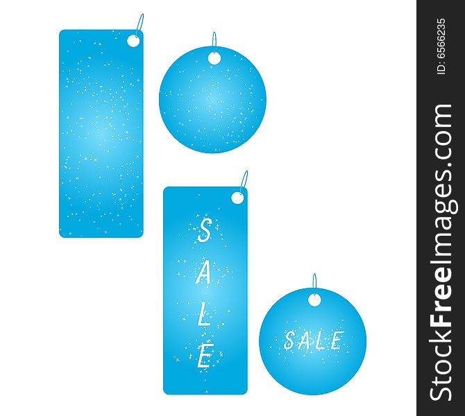 Set of four sparkling blue badges with word sale