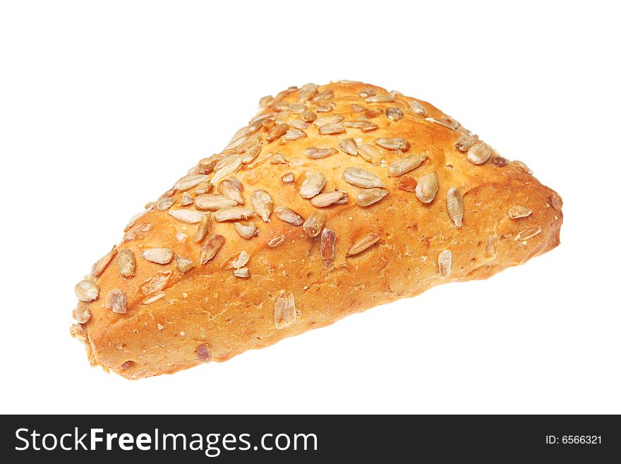 Pumpkin seeded savory bread isolated on white