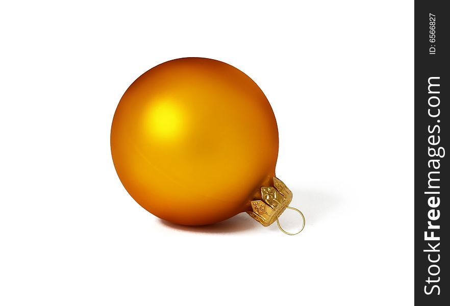 Christmas card. Orange sphere on a white background