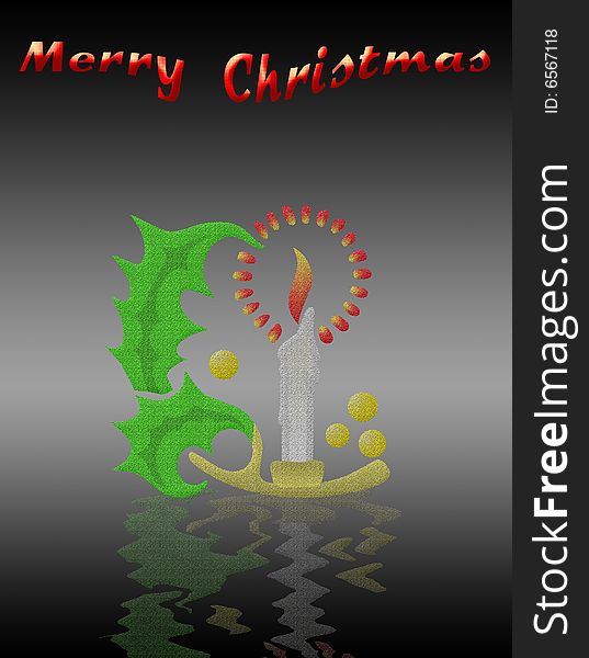 Christmas card with Christmas symbols and merry christmas